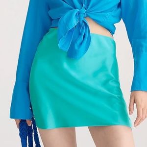 J Crew - GWEN MINI SLIP SKIRT - CARIBBEAN BLUE - Size XL